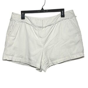 FLAW - LOFT Outlet Women's White Cotton Lyocell Blend 4 Inch Short Size 12